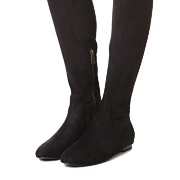 JOIE Hayleigh Black OTK Genuine Suede Stretch Boots - Picture 2 of 8